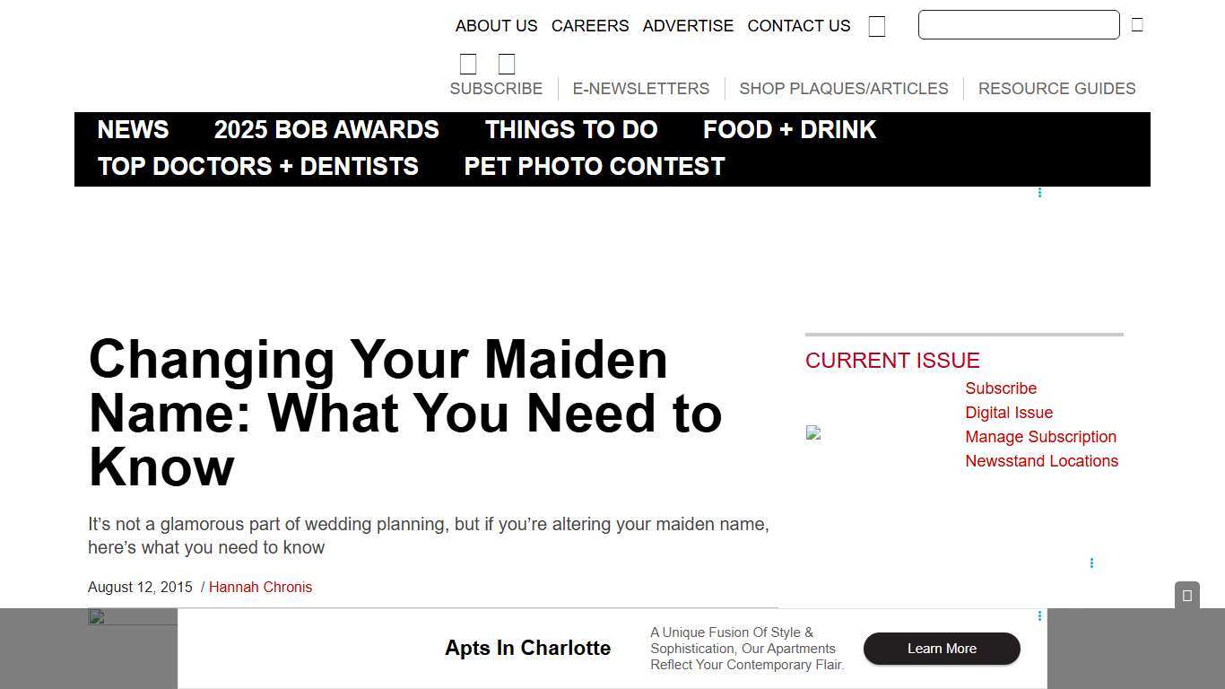 Changing Your Maiden Name: What You Need to Know - Charlotte Magazine